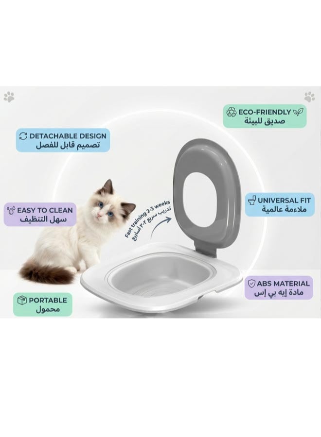 جهاز تدريب القطط على استخدام المرحاض، صديق للبيئة، مصنوع من مادة ABS، ملائم عالميًا، تصميم قابل للفصل، نظافة الحيوانات الأليفة وتنظيفها، جهاز محمول وسهل الاستخدام لتدريب القطط على استخدام المرحاض - Image 1